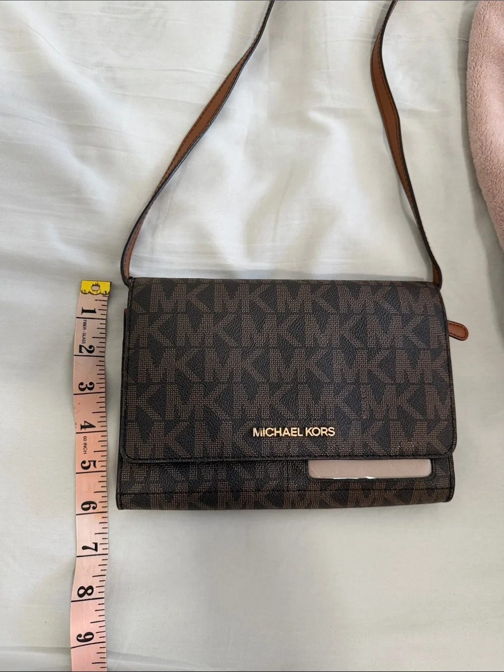 Michael Kors Brown and Dark Brown MK Signature Messenger Bag